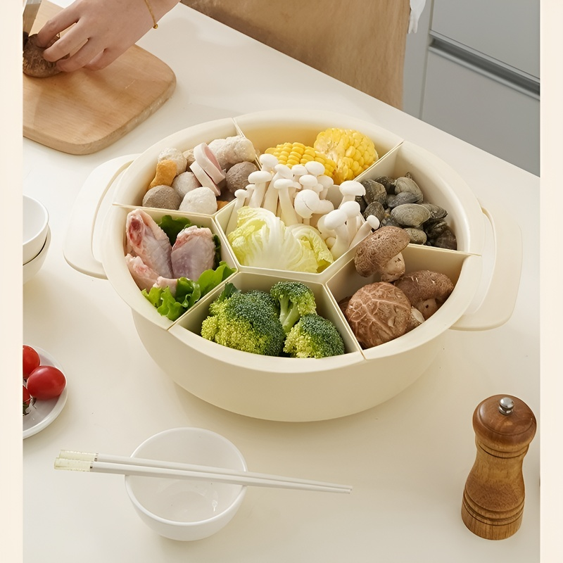 Versatile Sectioned Plate for Food and Pot Serving