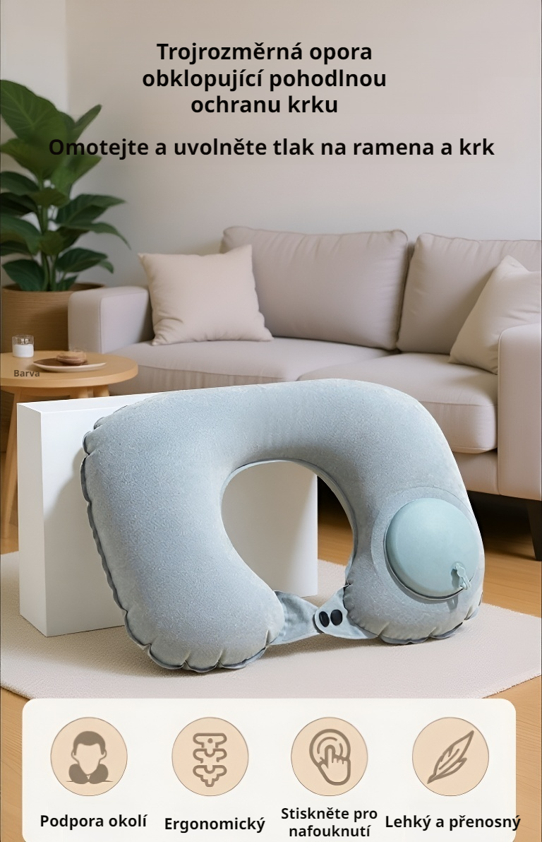 Polštář na krk pro pohodlné cestování letadlem