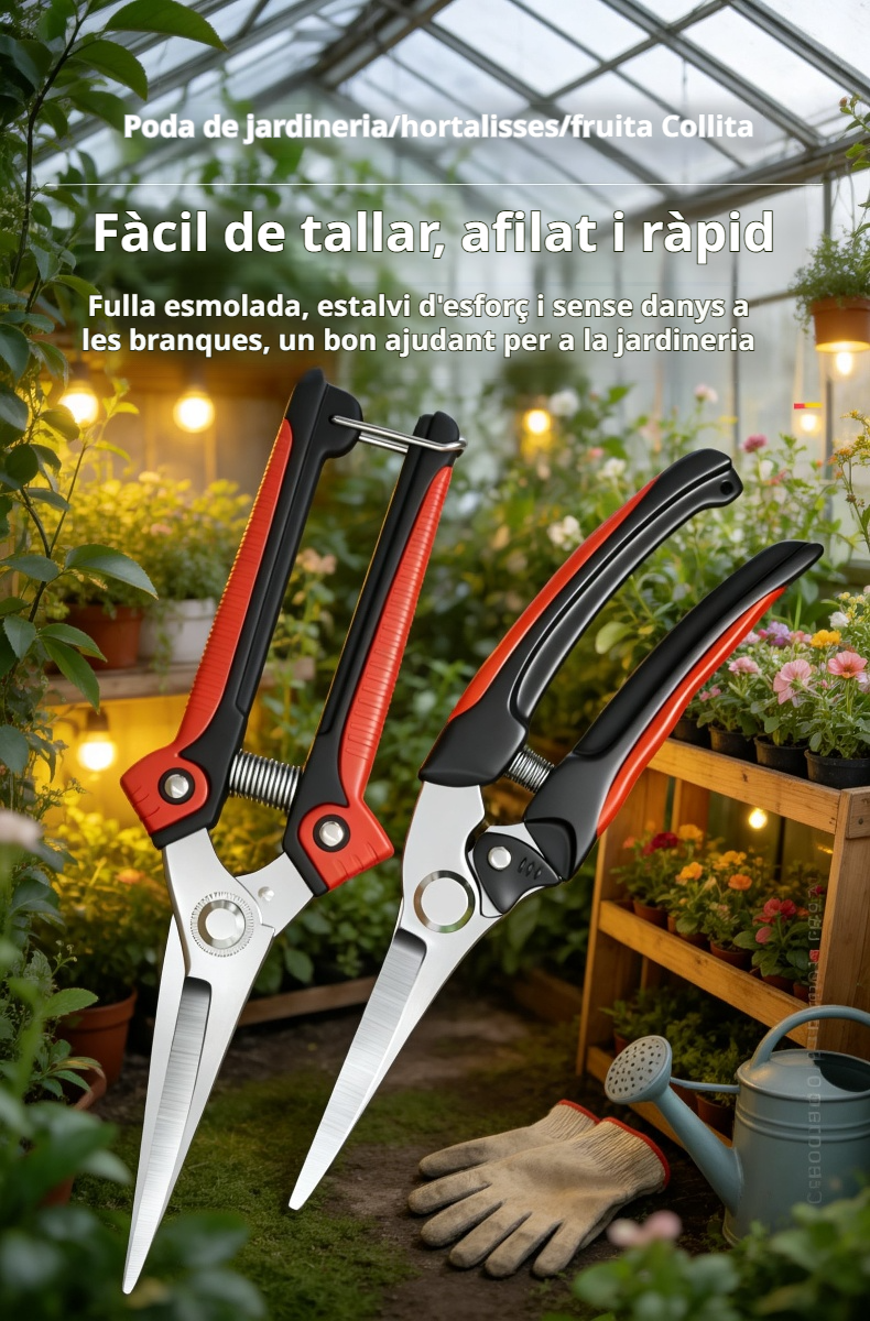 Tisores de poda de jardineria amb palanca en ús