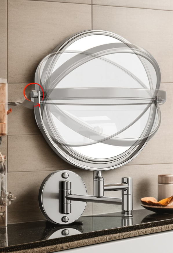 접이식 기능을 보여주는 벽걸이 거울