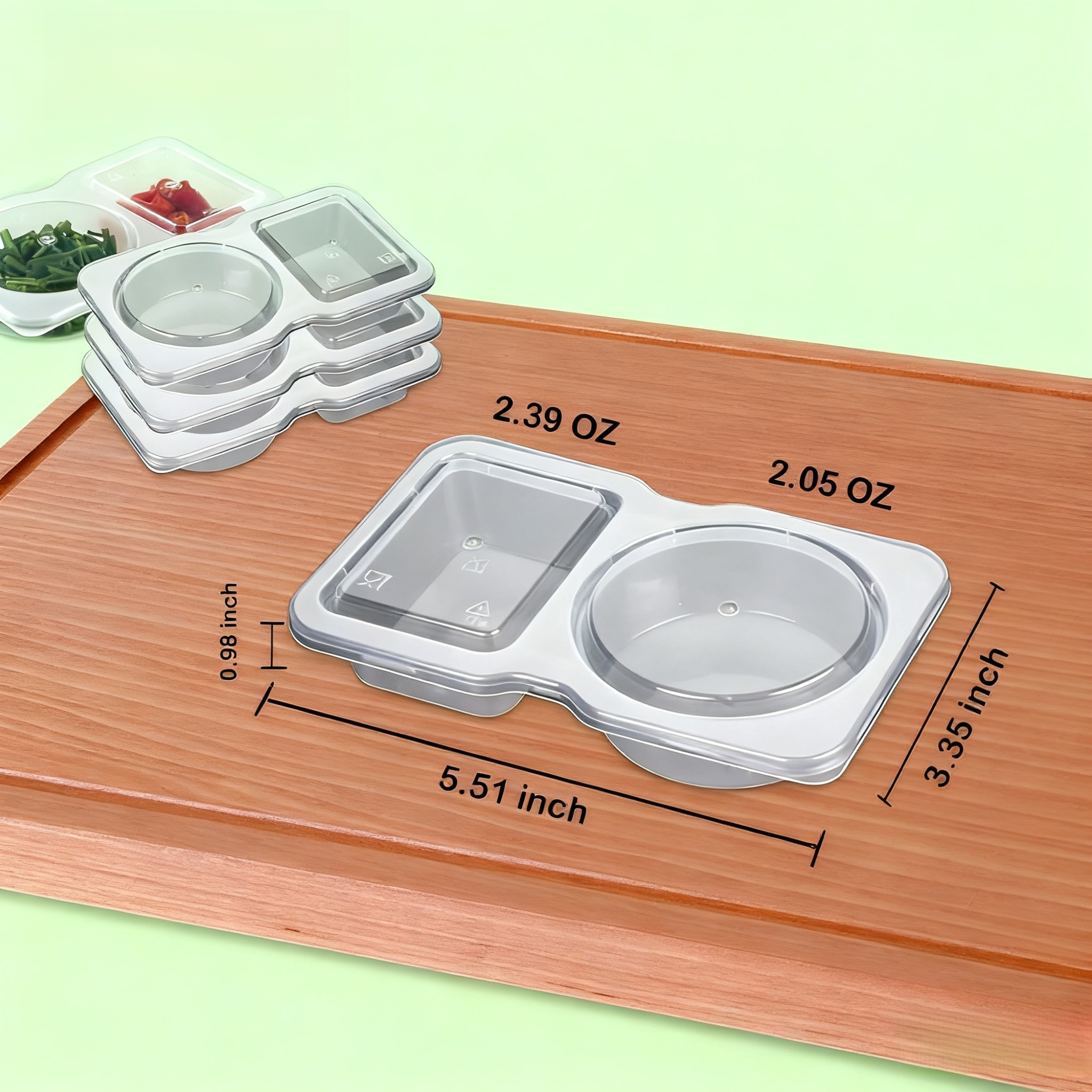 二室調味料容器 分割カップ 使い捨てプラスチックボックス