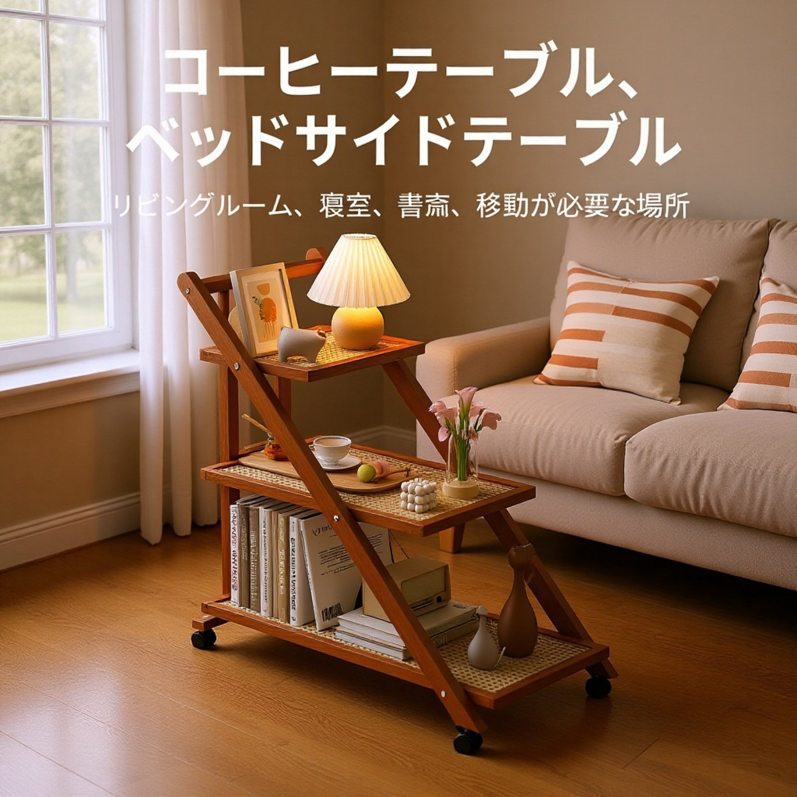 ベッドサイドテーブル ホームコーナー収納ラック