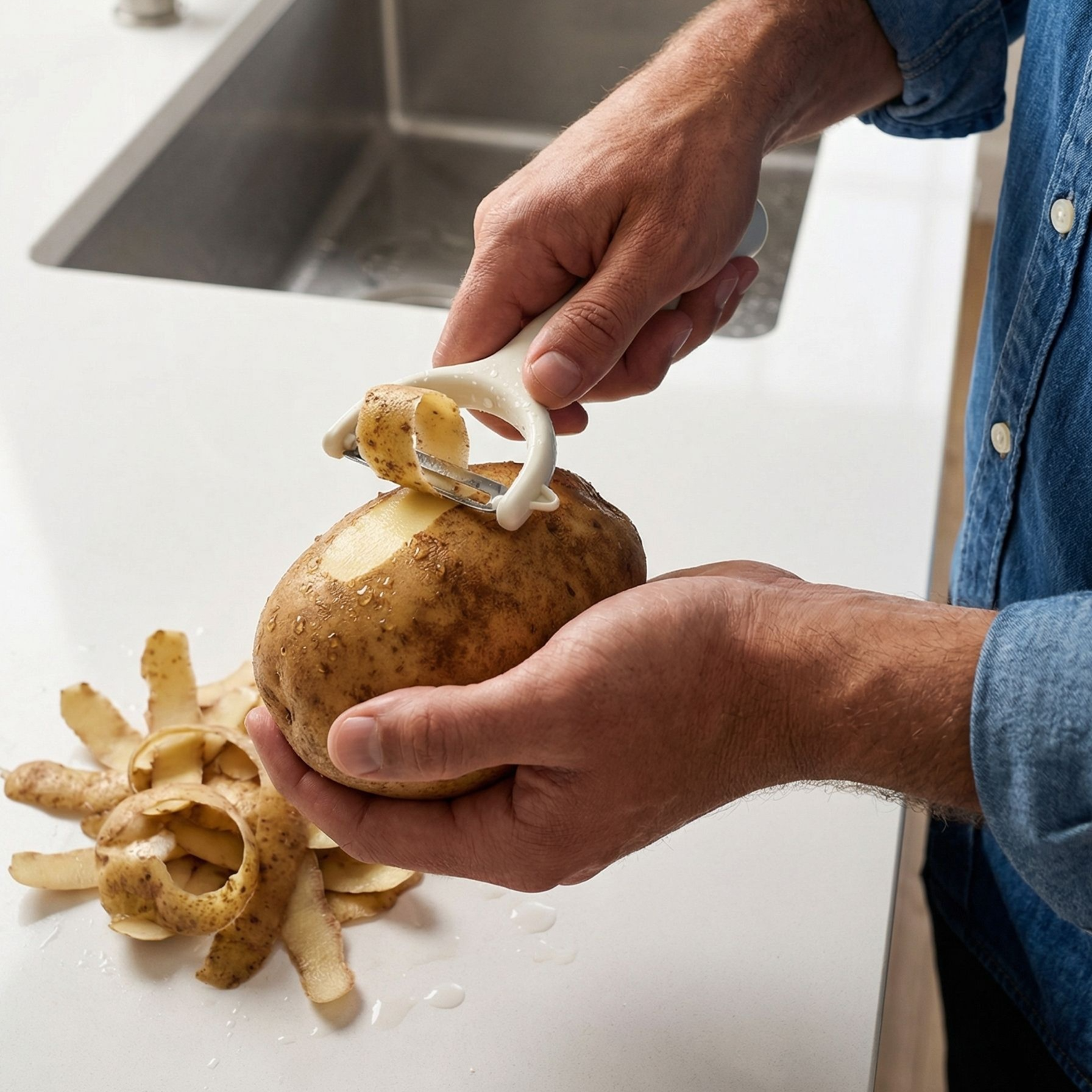 Obst und Gemüse geschält mit Multifunktions-Schäler