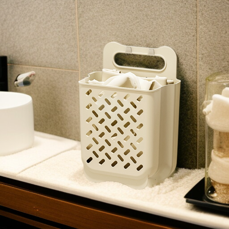Cesta plegable de ropa sucia para balcón, cubo organizador de plástico