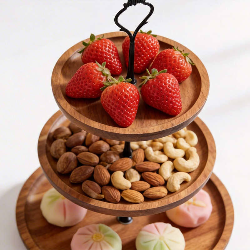 シンプルな二段式ドライフルーツトレイ