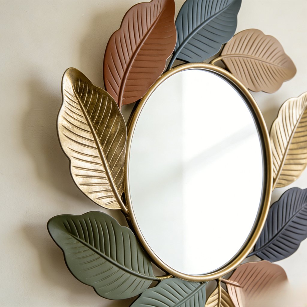 シンプルな丸型ウォールミラー