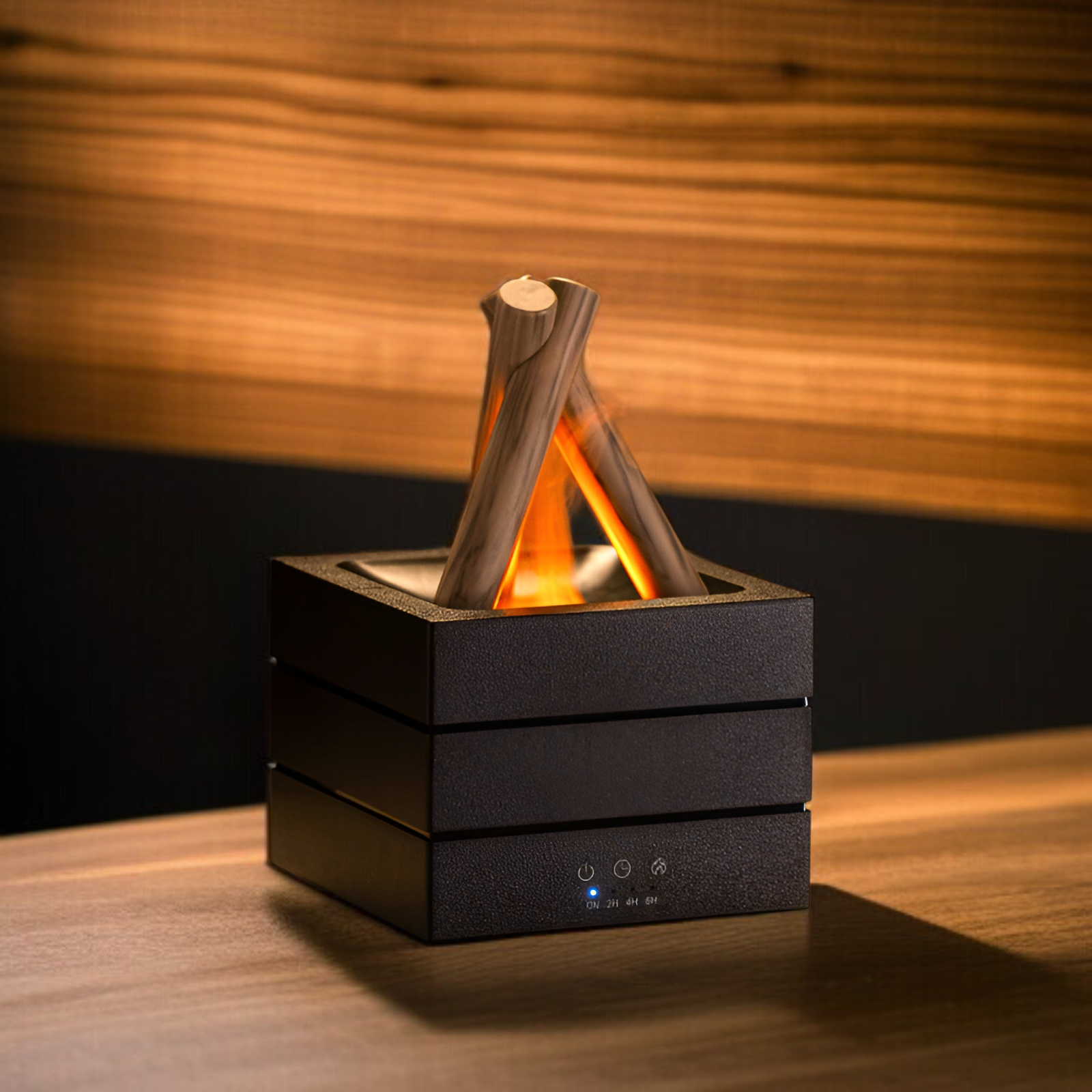 [2025新製品] 焚き火アロマセラピーディフューザー、3段階タイマー、自動電源オフ、空気燃焼防止、デスクトップUSBプラグイン、大容量ミスト、カラフルな炎ランプ、加湿器、エッセンシャルオイルディフュ