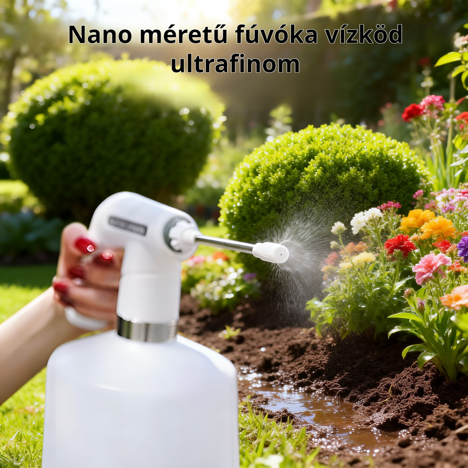 2L-es újratölthető elektromos permetező ultra-finom permettel, virágokhoz és kerthez