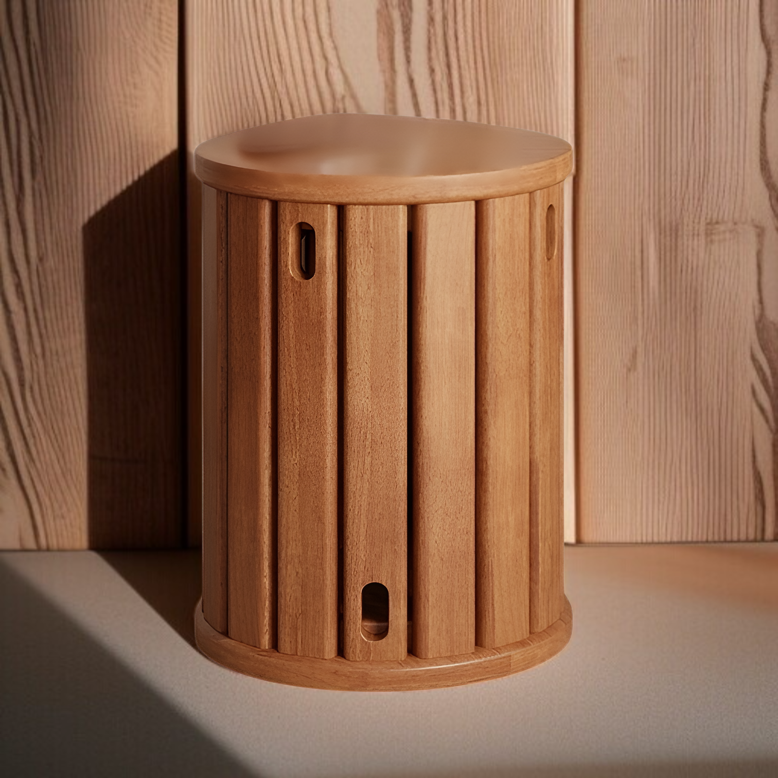 Household Short Stool Solid Wood Stackable Round Stool