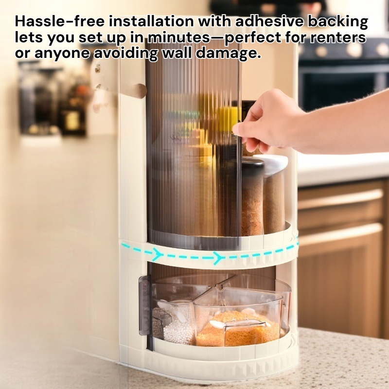 Wall-Mounted Kitchen Spice Rack, No-Drill Storage Shelf for Bottles and Cans