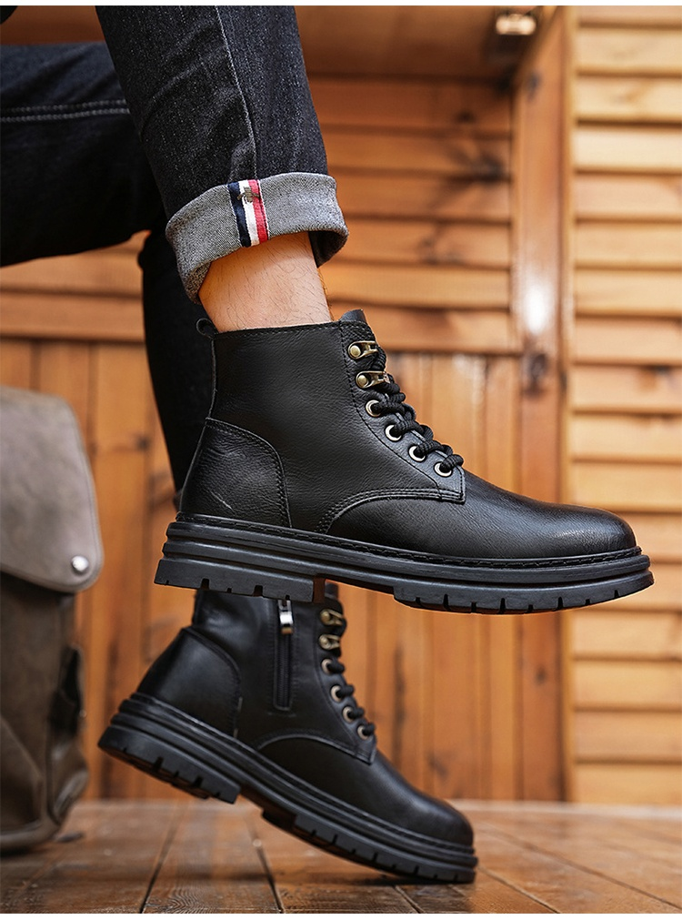 트렌디한 남성 가죽 워커 부츠 디테일