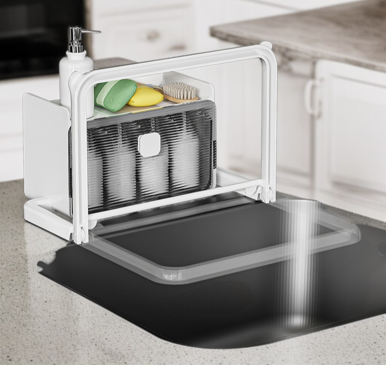 使わない時はコンパクトに折りたためるラック