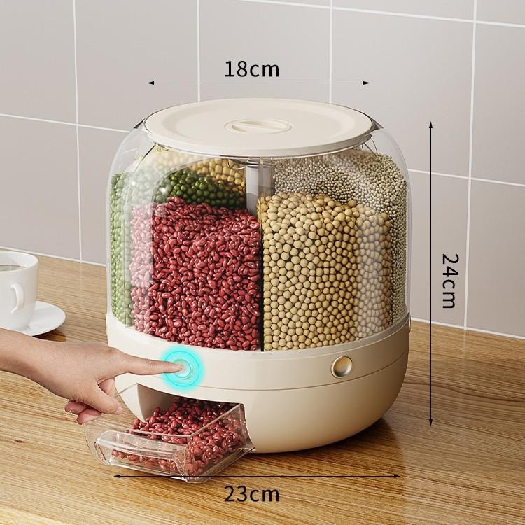 Rotatable Multi-Grain Rice Barrel, Pest-Proof and Sealed Rice Storage Container