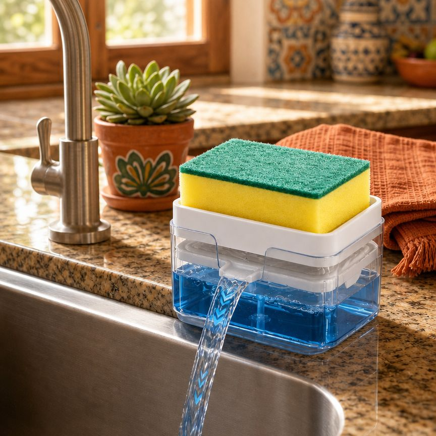 Dispensador automático de jabón multifuncional, fácil de presionar, ideal para limpieza de cocina