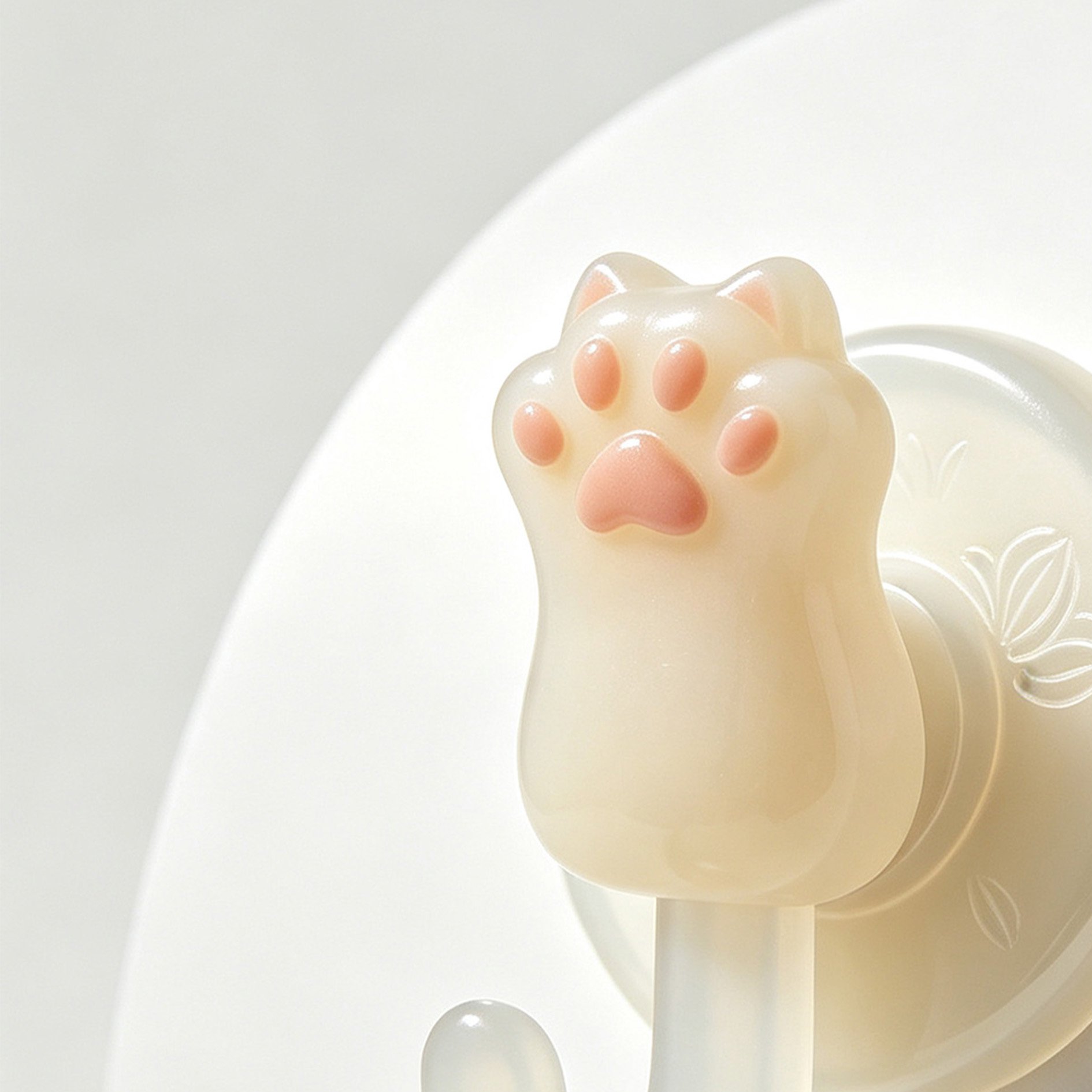 柔らかくてかわいいミルクの肉球型吸盤フック              