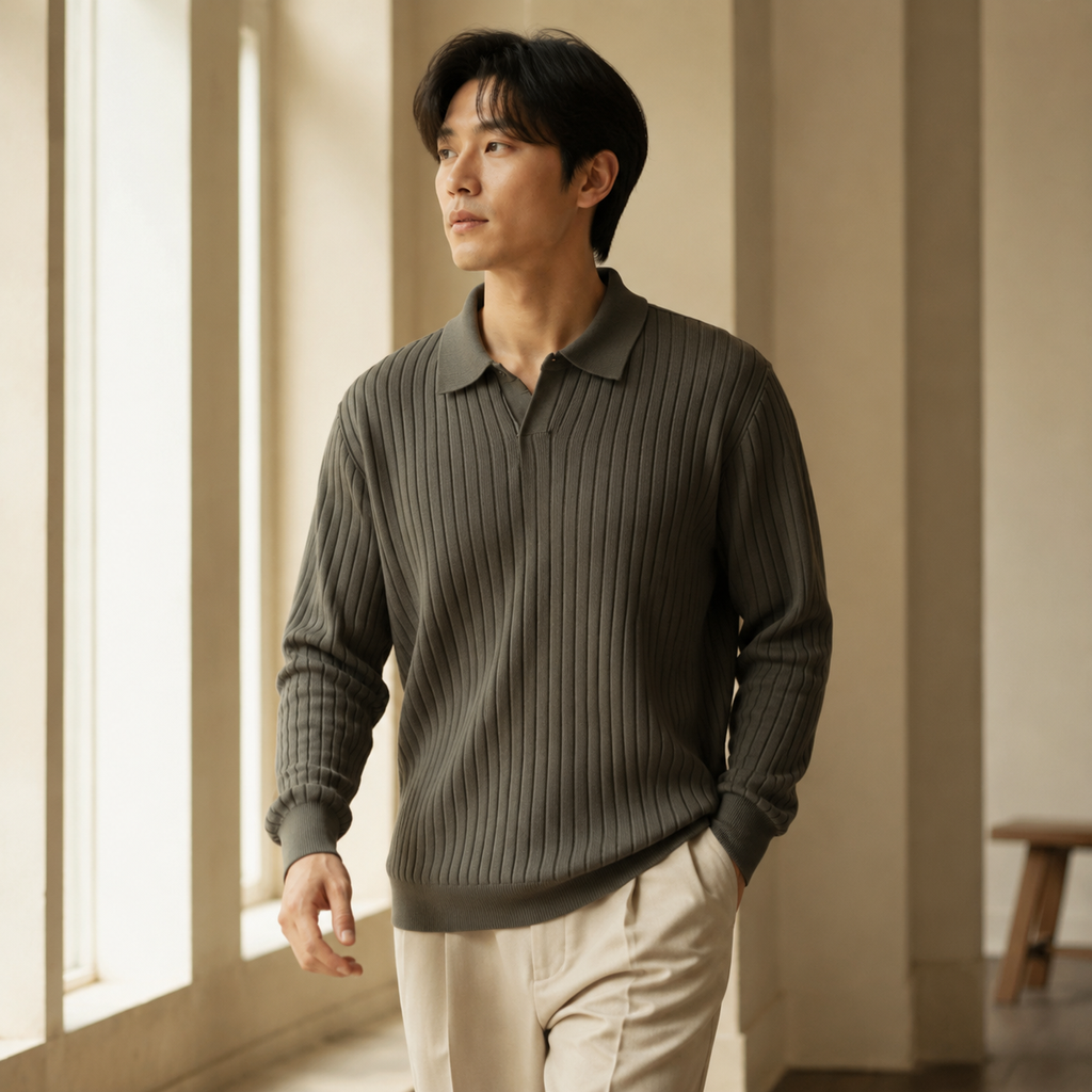 남성용 루즈핏 카라 니트 가을 겨울용