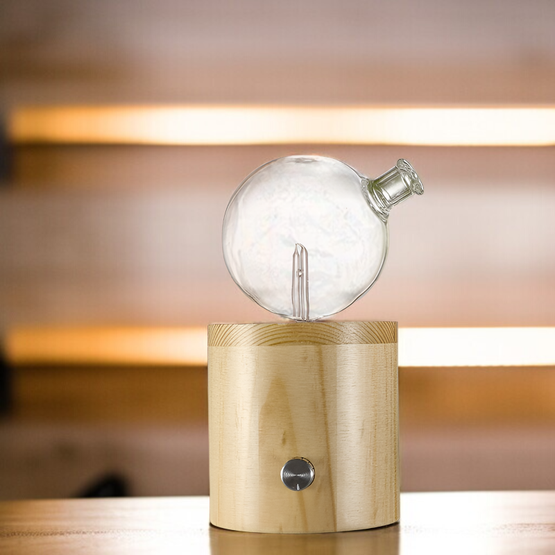 ノブでミスト量を調節できる、水不要の無垢材製エッセンシャルオイルアロマセラピーディフューザー。室内空気浄化にも。低騒音、間接照明、カラフルなLEDライト、自動電源オフ機能を備えたアロマセラピーディフュ