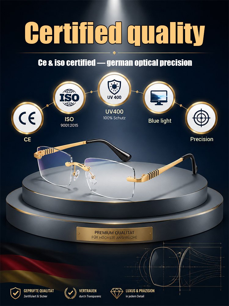 Frameless Photochromic Anti-Blue Light Reading Glasses