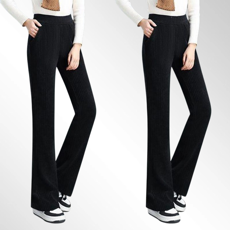 셰닐 하이웨이스트 패션 스트레이트 레그 와이드 레그 팬츠