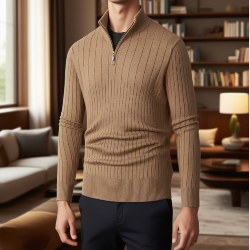 고급스러운 집업 디테일 남성 니트