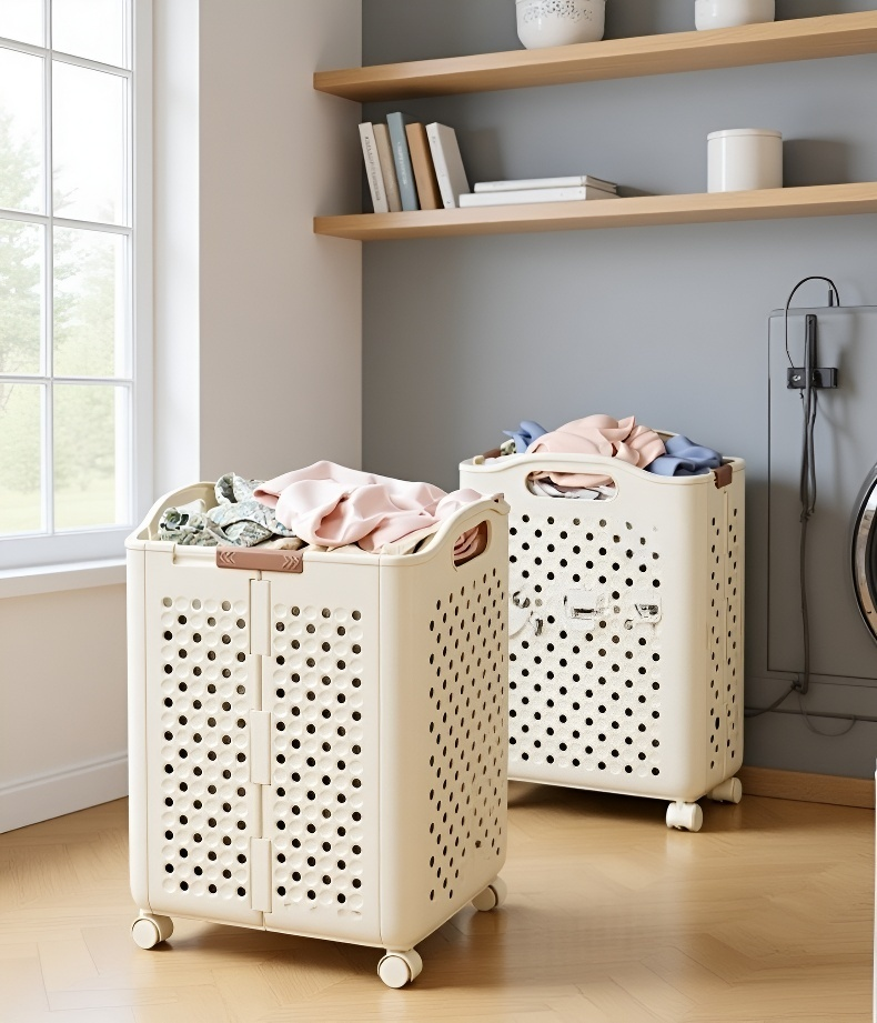 洗濯物を収納する折りたたみ式カゴ