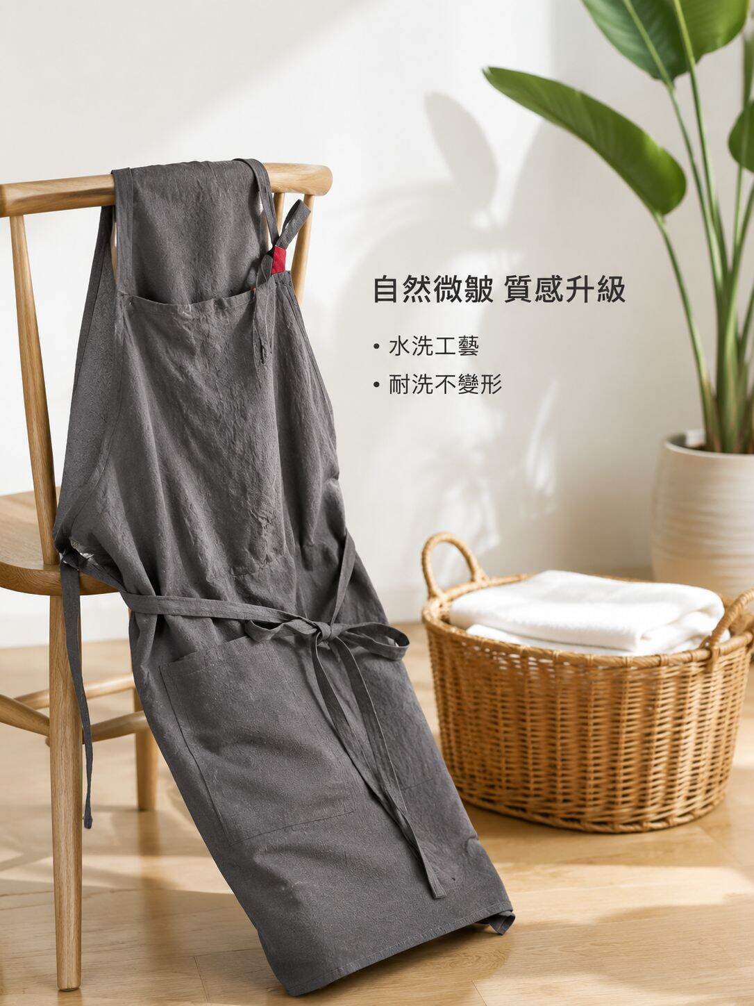 棉質廚房圍裙，奶茶美甲專用，日韓風格，男女皆宜