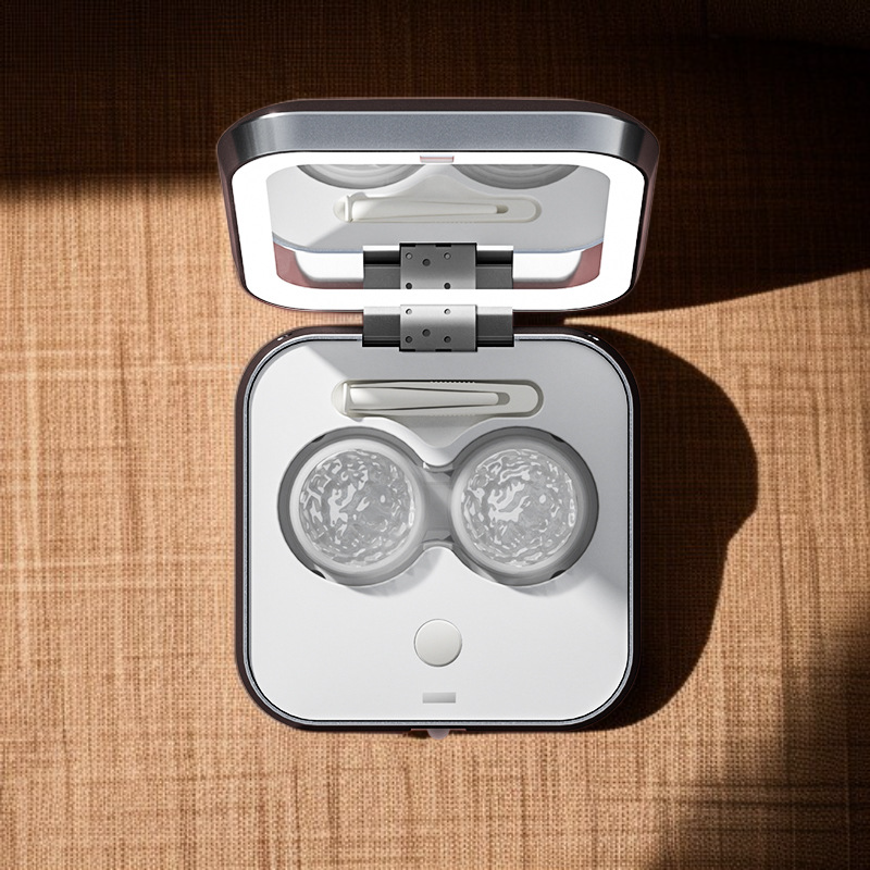 신형 콘택트렌즈 휴대용 뷰티 미러 & 초음파 클리너 투인원