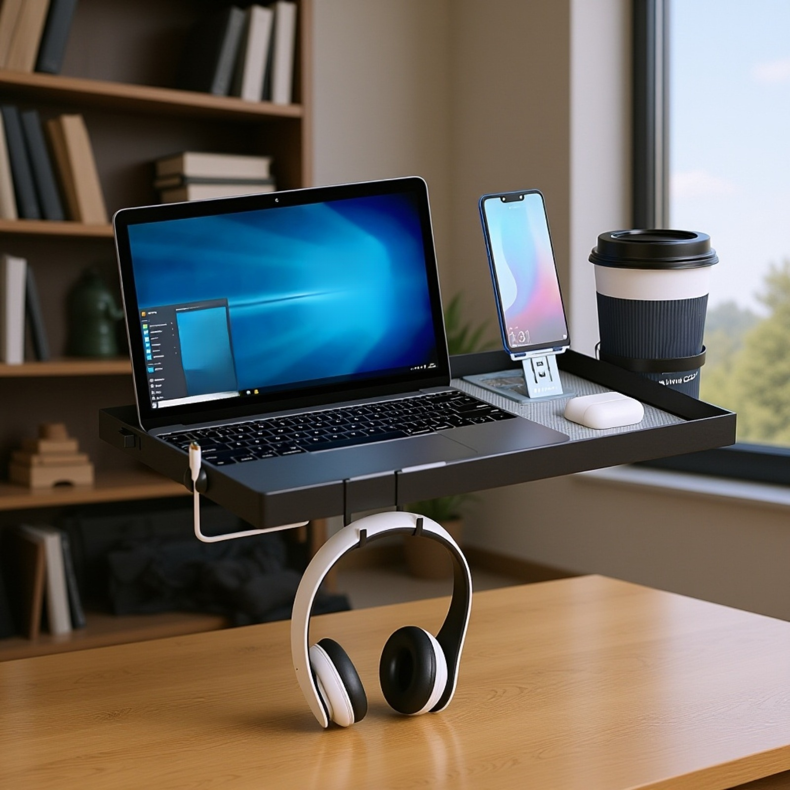 ベッドサイドスマホ収納トレイ 穴あけ不要 ベッド周り収納ラック