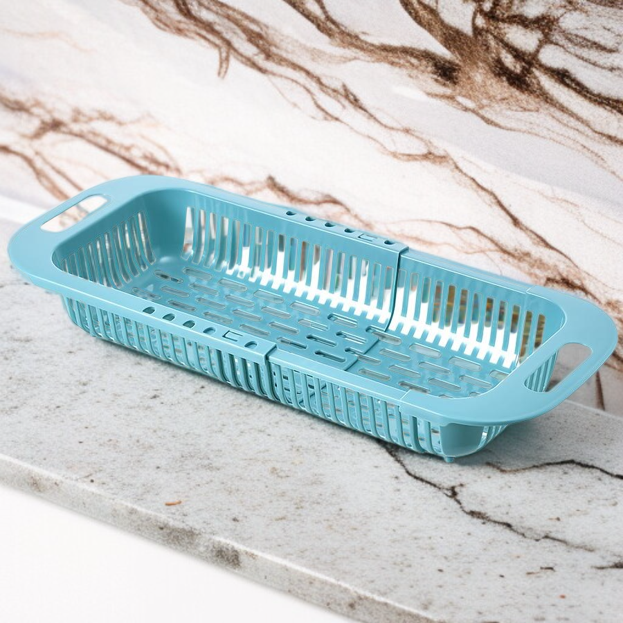 キッチン食器洗い用流し台伸縮収納棚