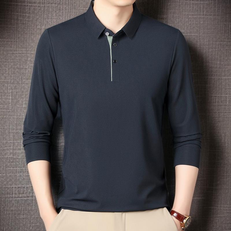 남자 비즈니스 루즈핏 긴팔 티셔츠 남자 순수 캐주얼 셔츠 루즈핏 터틀넥 봄가을 셔츠 비즈니스 캐주얼 셔츠