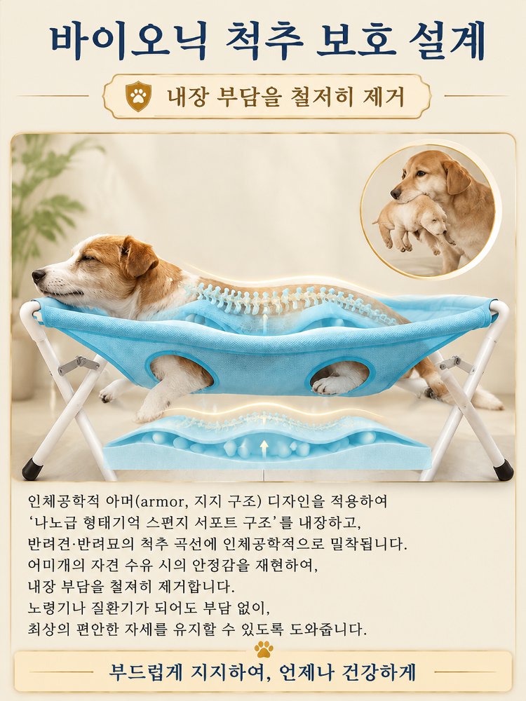 애완동물 목욕용 해먹, 발톱 정리 및 긁힘과 물림 방지를 위한 고정 장치.