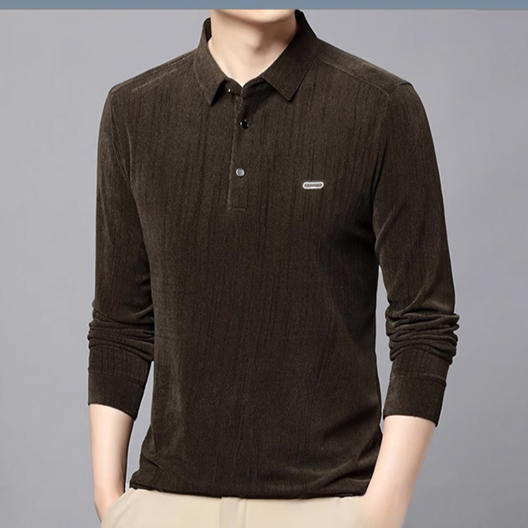세련된 남성 긴팔 폴로 셔츠 디테일