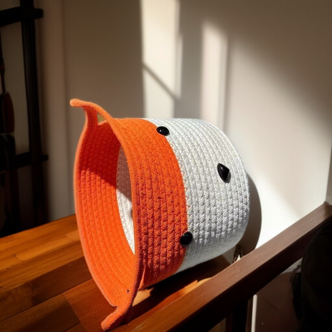 سلة تخزين مصنوعة من جلد الثعلب الطبيعي