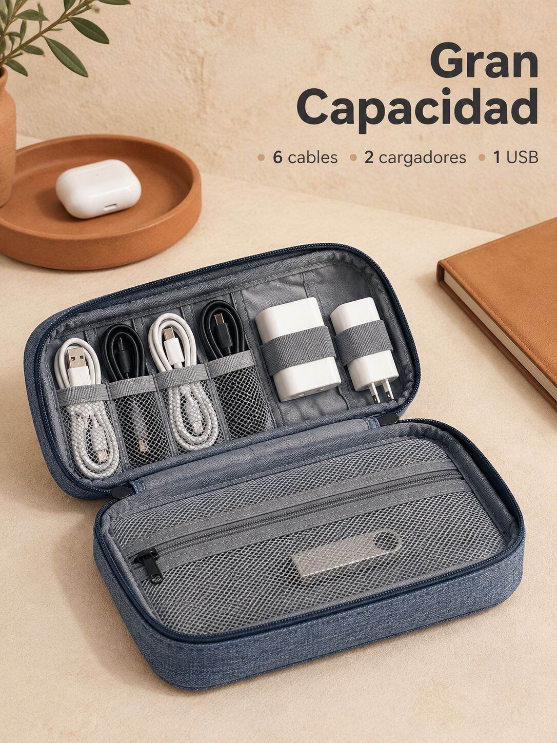 Bolsa organizadora multifuncional de tela Oxford para accesorios digitales