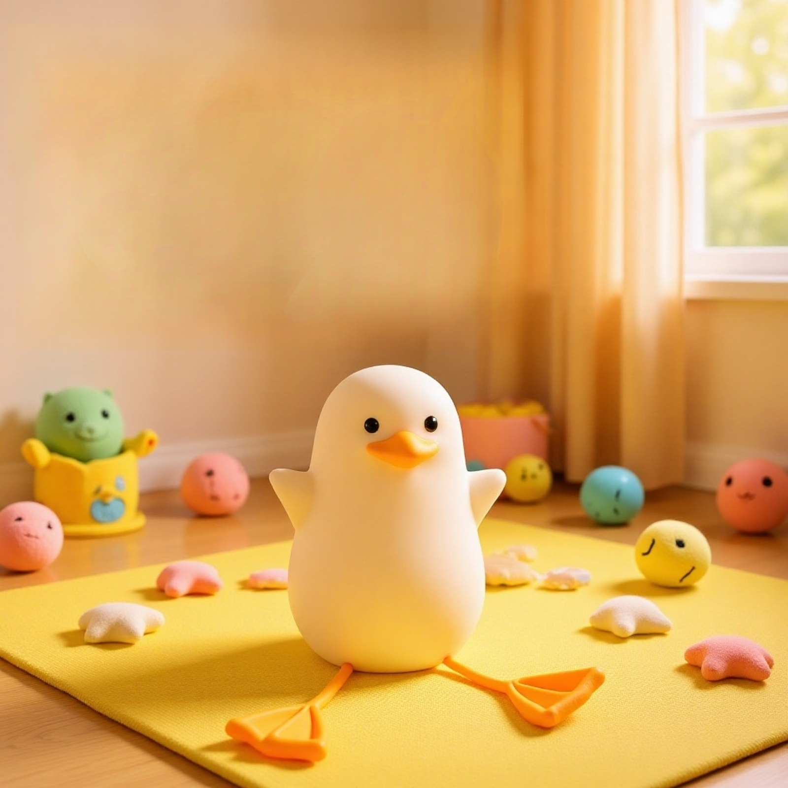 Lámpara de ambiente con forma de pato, luz de mesa recargable para dormitorio