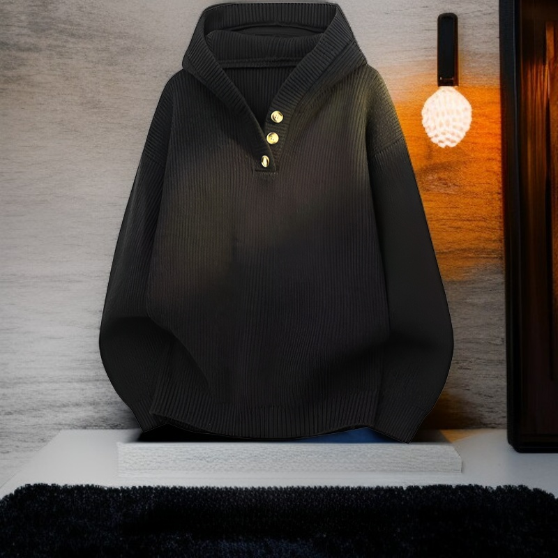 メンズ ファッションカジュアルゆったりフード付き厚手セーター