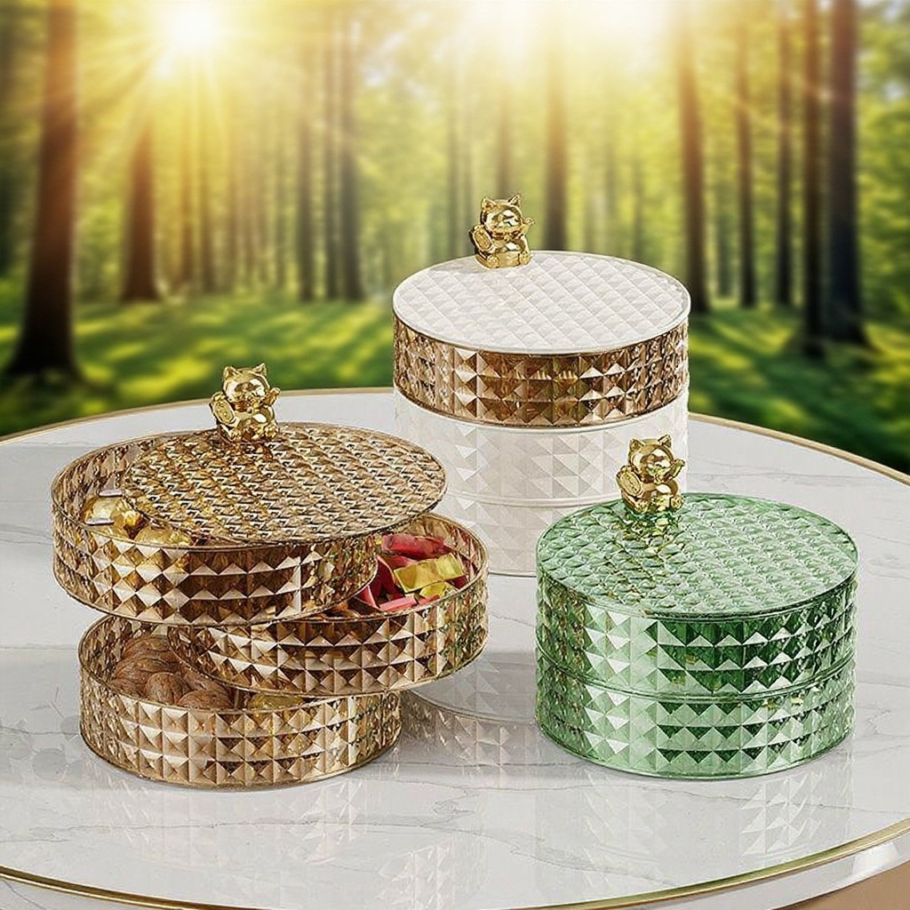 家用客廳旋轉收納多層果盤