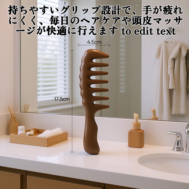 厚くて幅広の歯のマッサージコーム全体画像
