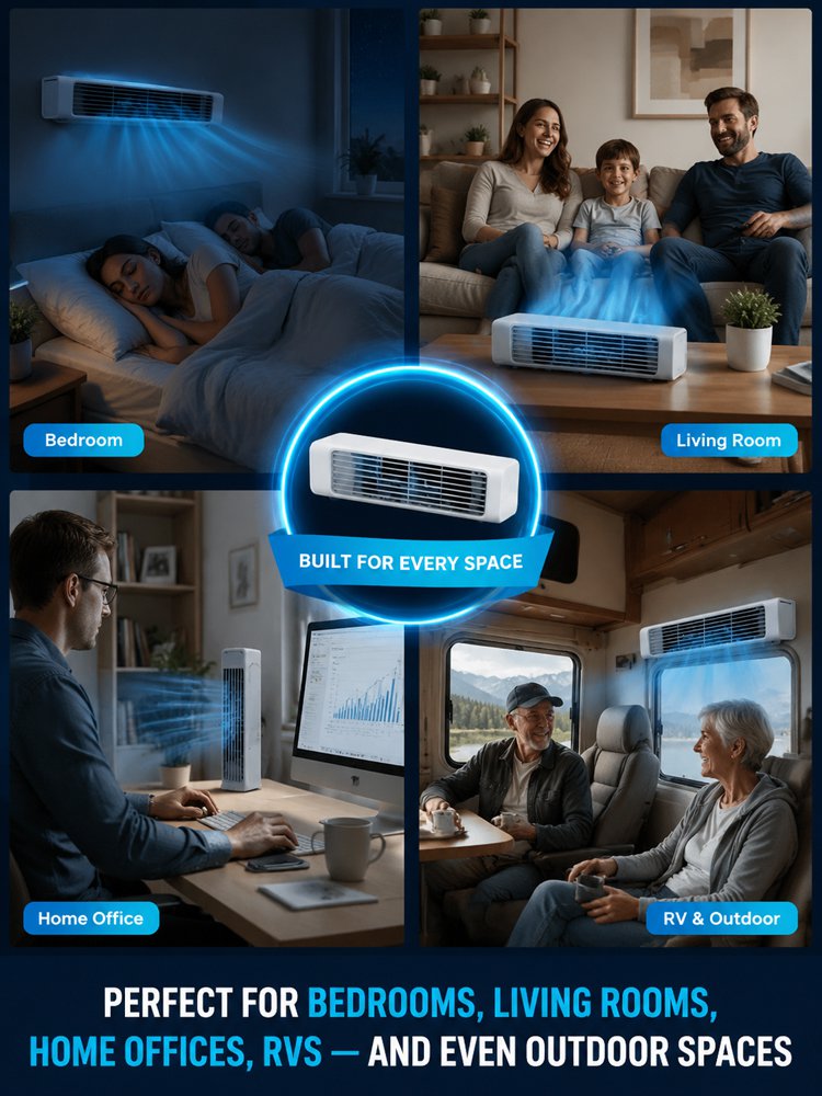 【Three-Second Rapid Cooling】Bladeless Turbo Tower Fan
