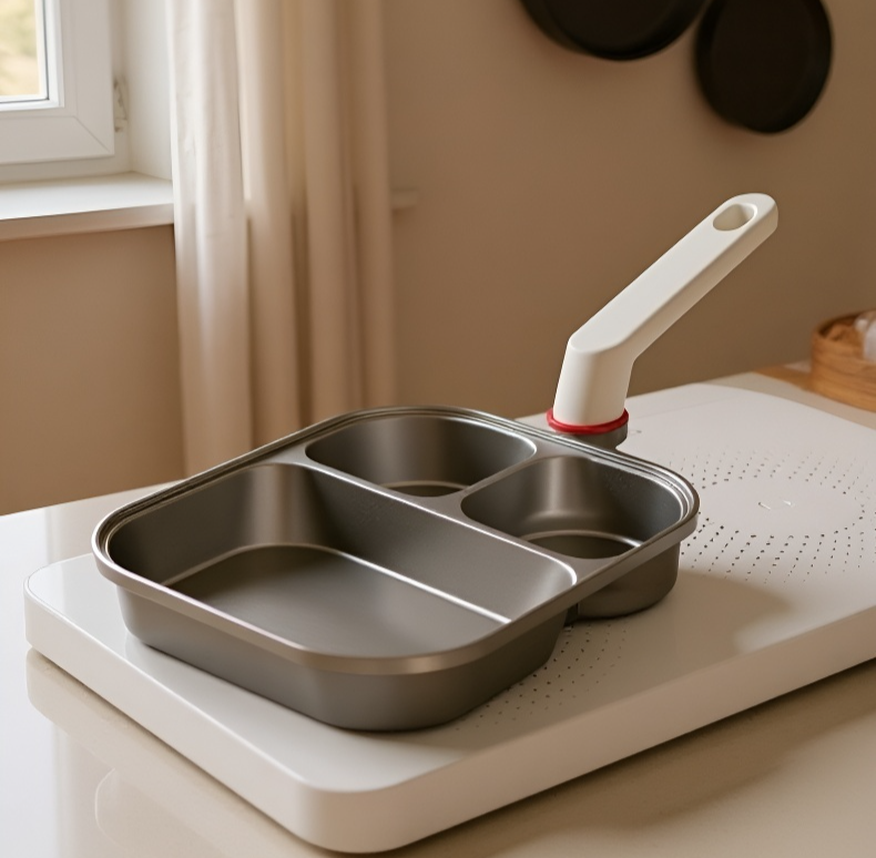 お手入れ簡単なチタンと金の鍋の底面