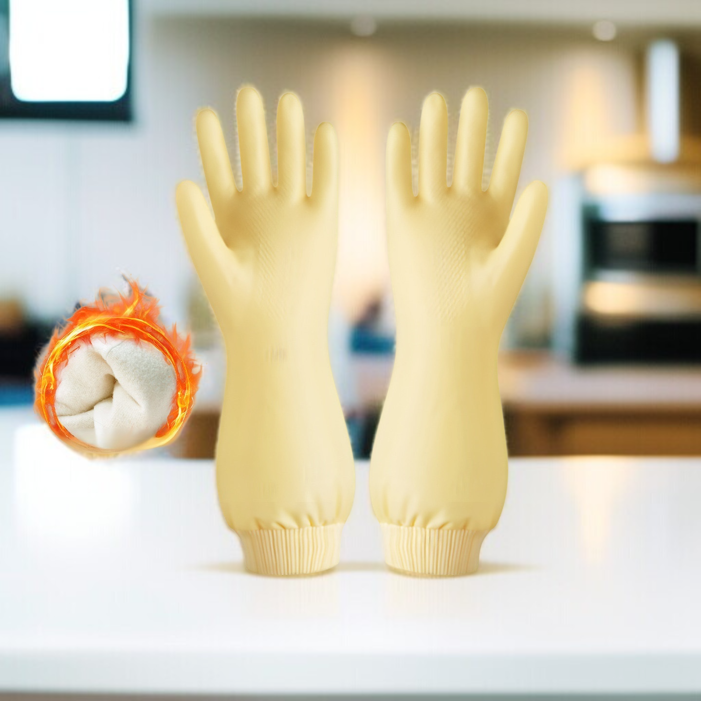 Women'S Dishwashing Gloves Household Gloves Thickened Waterproof Household Padded