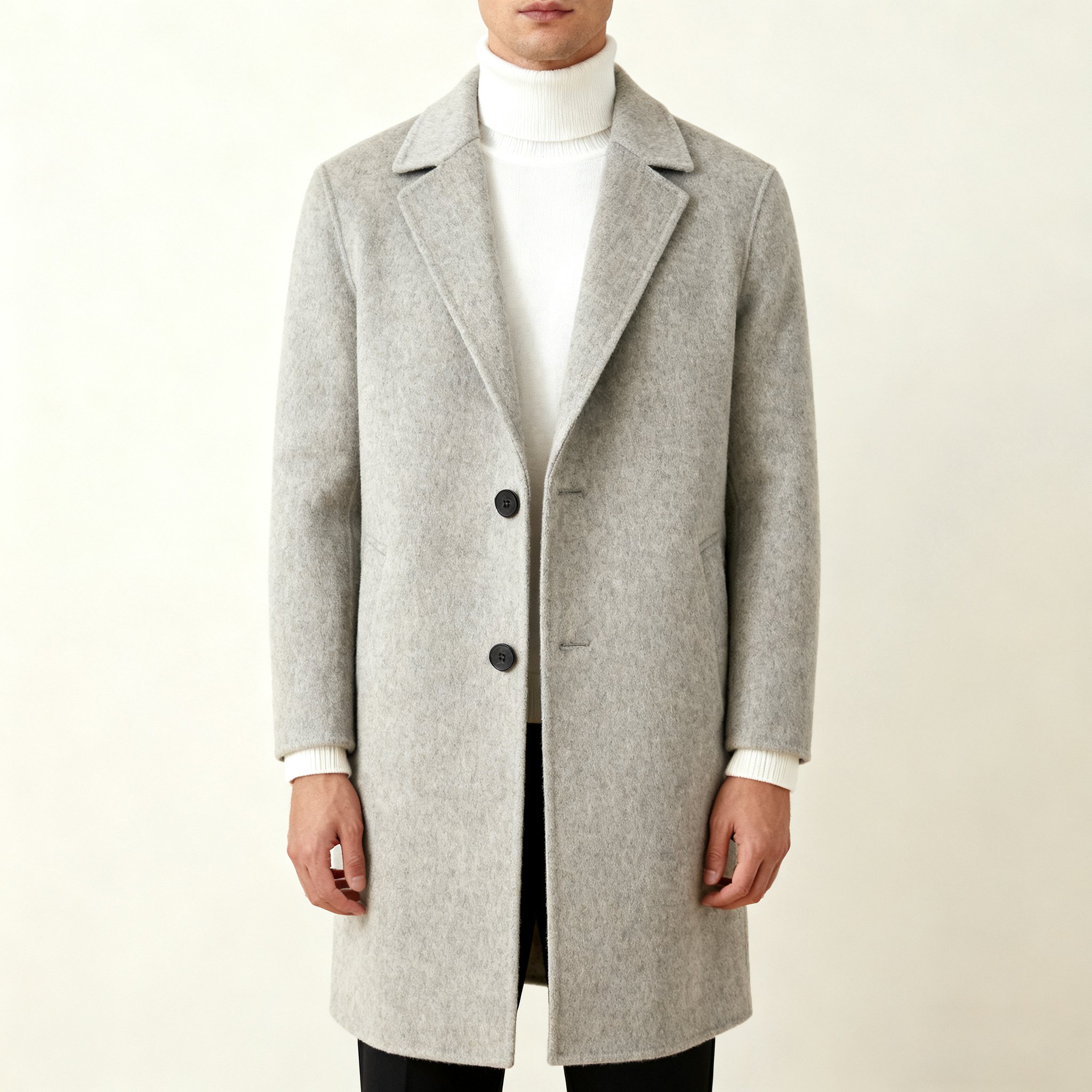 밝은 회색 울 코트 후면 디자인