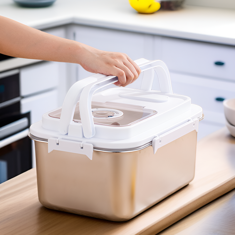 Stainless steel thickened airtight storage multi-functional rice bucket