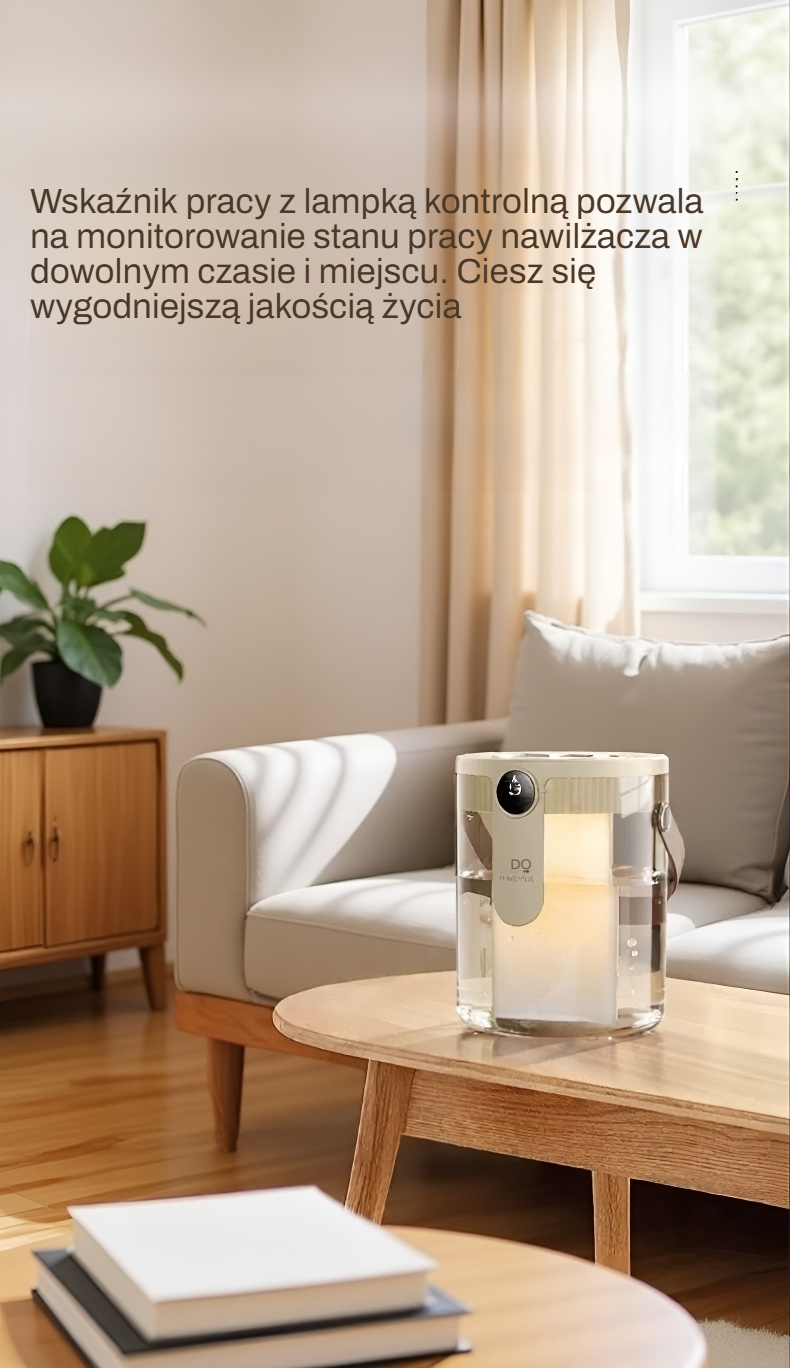 Potrójna mgiełka emitowana przez nawilżacz powietrza