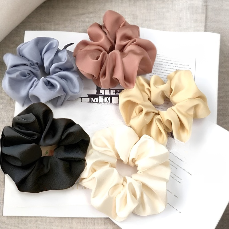 Silky Volume Plain Scrunchie 5pcs Set + Pouch RK24