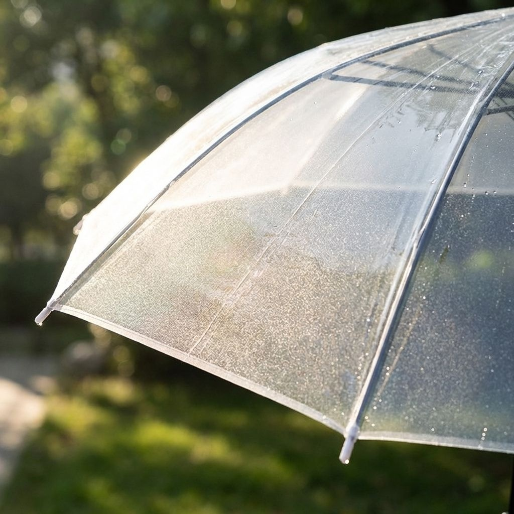厚みのある透明な白い曇りガラスの傘