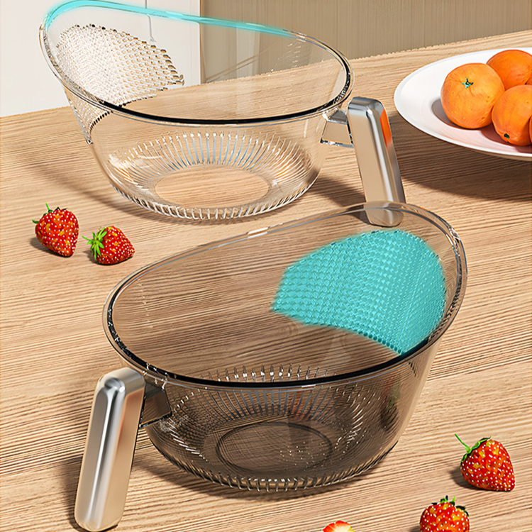 Multi-functional Rice Washing and Vegetable Strainer Bowl with Handle