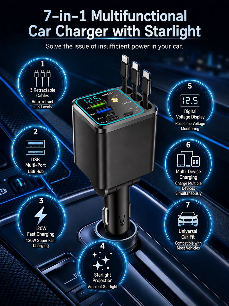 Seven-in-One Car Starry Sky Charger