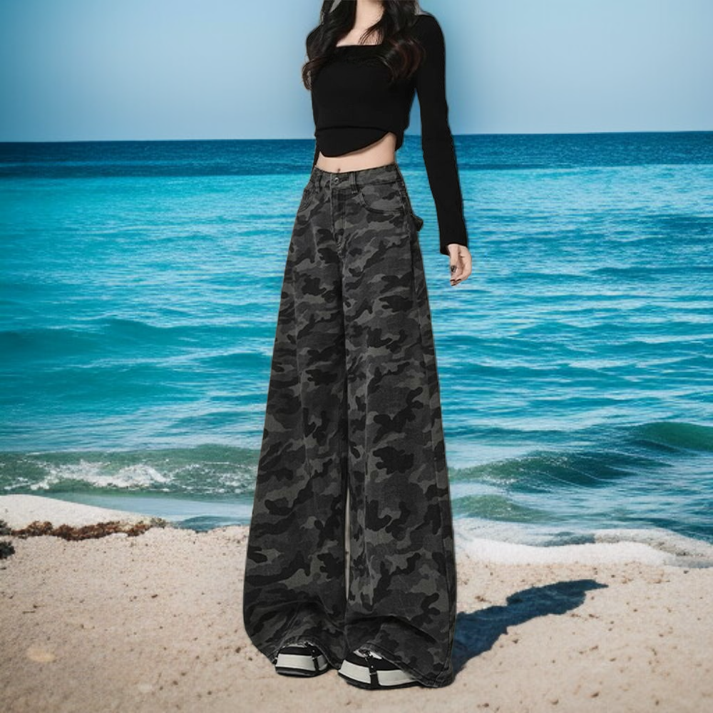 Jeans de verano para mujer cintura alta y pierna ancha