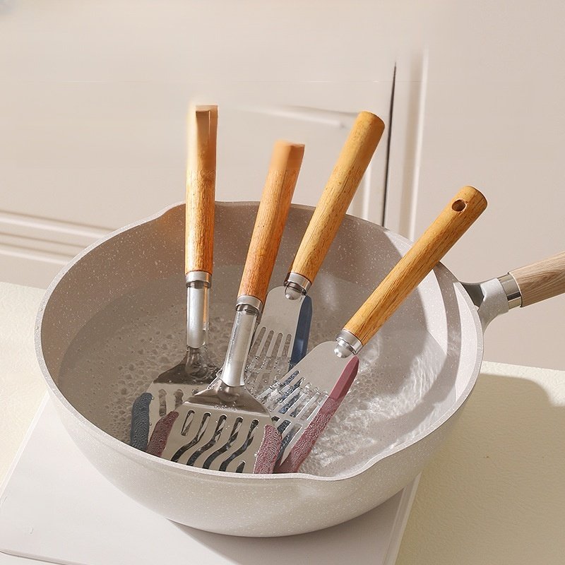 Solid Wood Handle Silicone Spatula for Non-stick Pans